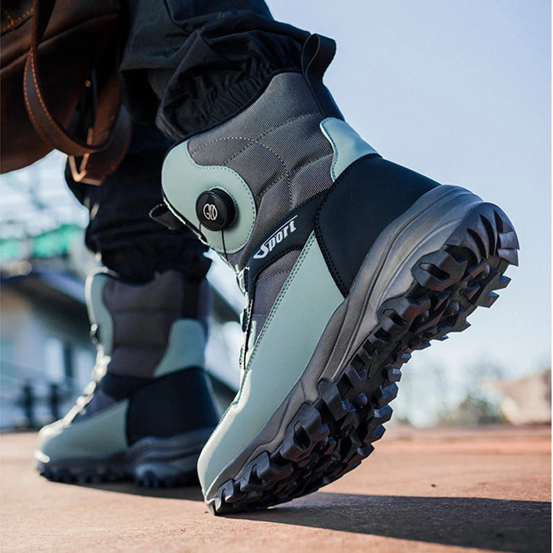 Botas de nieve cálidas para hombre, además de botas de algodón gruesas, zapatos de esquí para exteriores para hombre, zapatos de algodón antideslizantes impermeables, invierno para hombre