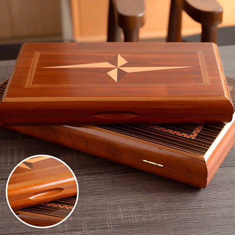 Juego de ajedrez y backgammon profesional de lujo, de madera maciza, tablero grande plegable de 11 a 19 pulgadas, hecho a mano, regalo para juegos de mesa familiares