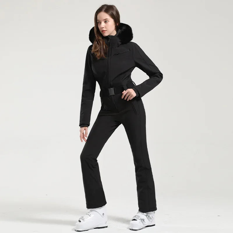 Traje de esquí de una pieza para mujer, chaqueta cálida para Snowboard al aire libre, conjunto de esquí, monos impermeables a prueba de viento, ropa de invierno, novedad de 2025