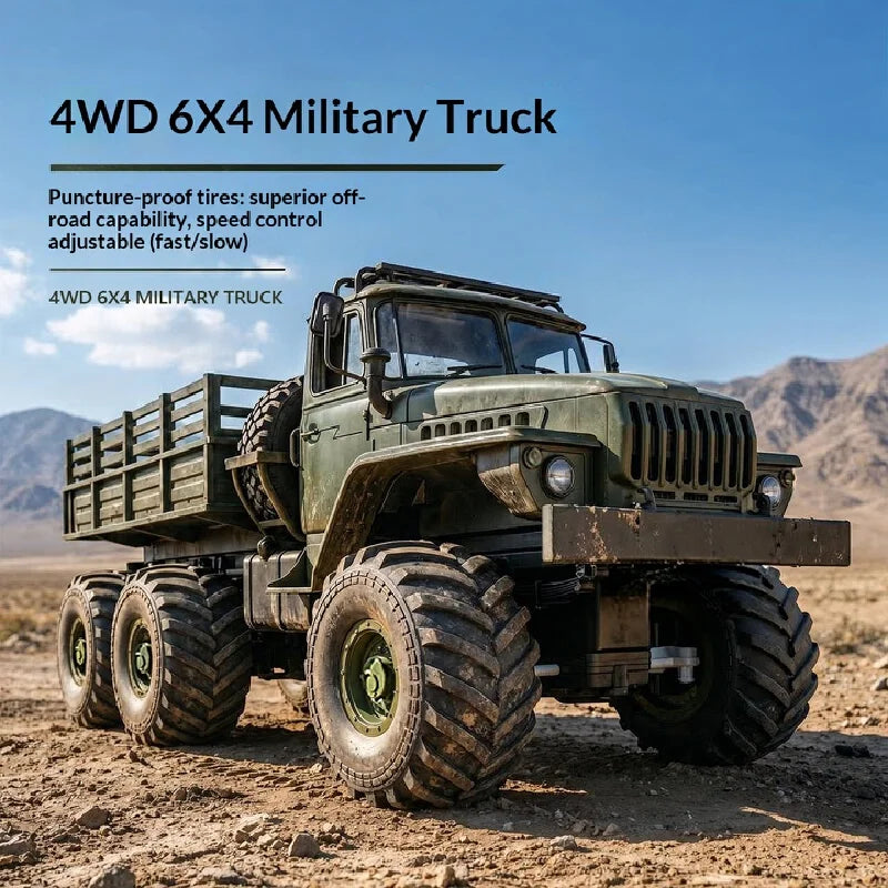Camión Militar RC 6X4 4WD con Control Remoto, Todoterreno, Eléctrico, de Alta Resistencia, Modelo de Simulación para Adultos