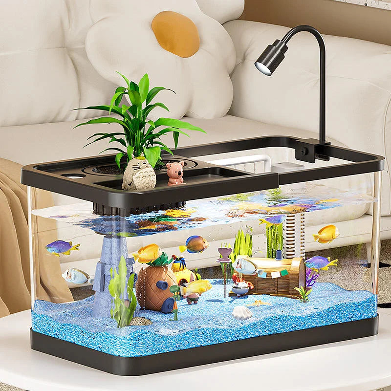 Eco-friendly 10L Plastic Living Room Desktop Small Goldfish Tank Home Landscape Betta Fish Tank