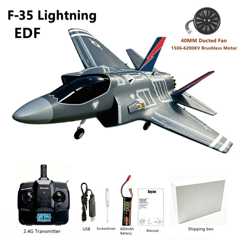 Avión RC F‑35 Lightning, modelo con ventilador canalizado de 40 mm, estructura de EPP, giroscopio de 6 ejes, 2.4G, 4 canales, acrobacias con un solo toque, RTF