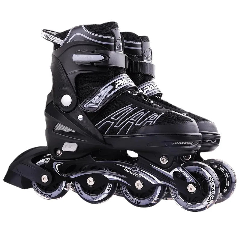 Patines en Línea Ajustables de Talla 27-44 para Principiantes, Niños y Niñas, con Luces, 4 Ruedas, Juego de Zapatos de Patinaje, Zapatillas de Patinaje para Adultos