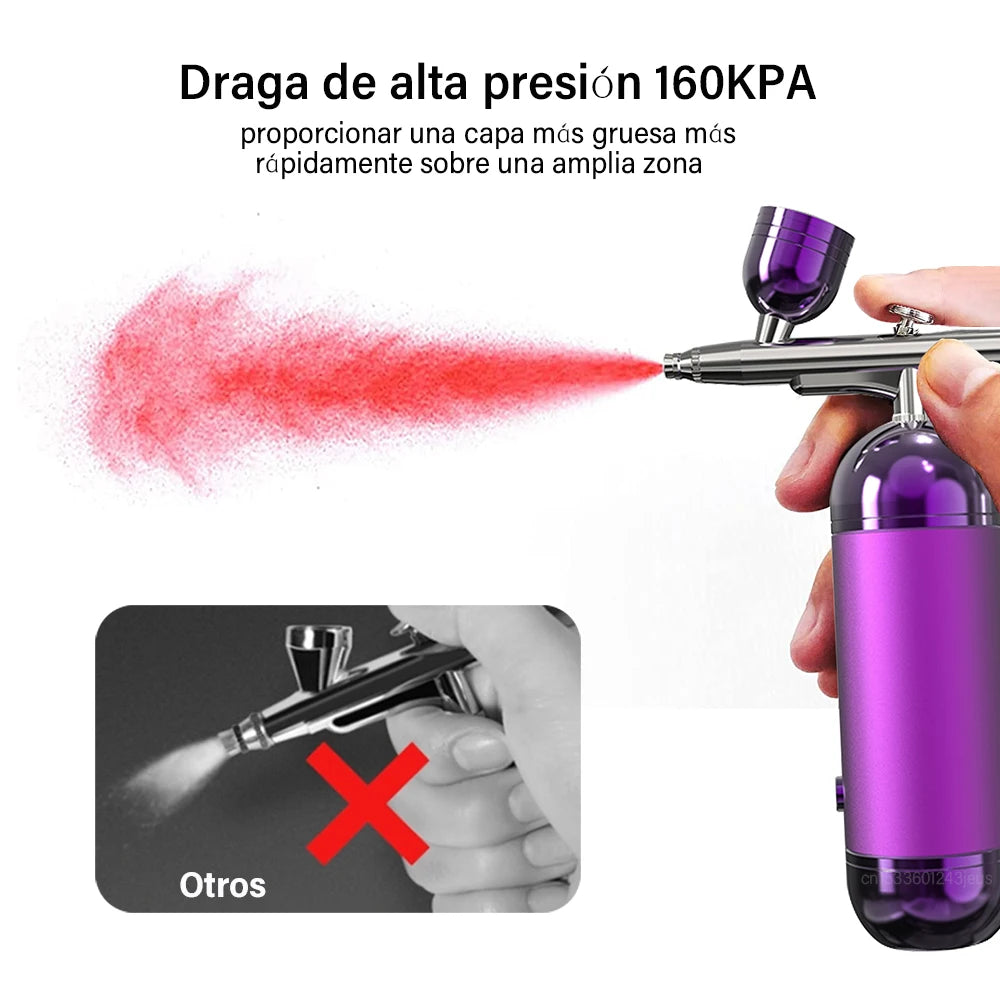 Aerógrafo para uñas con compresor, aerógrafo portátil para decoración de uñas, pintura, pasteles y manualidades. Kit de aerógrafo y compresor portátil para decoración de uñas.