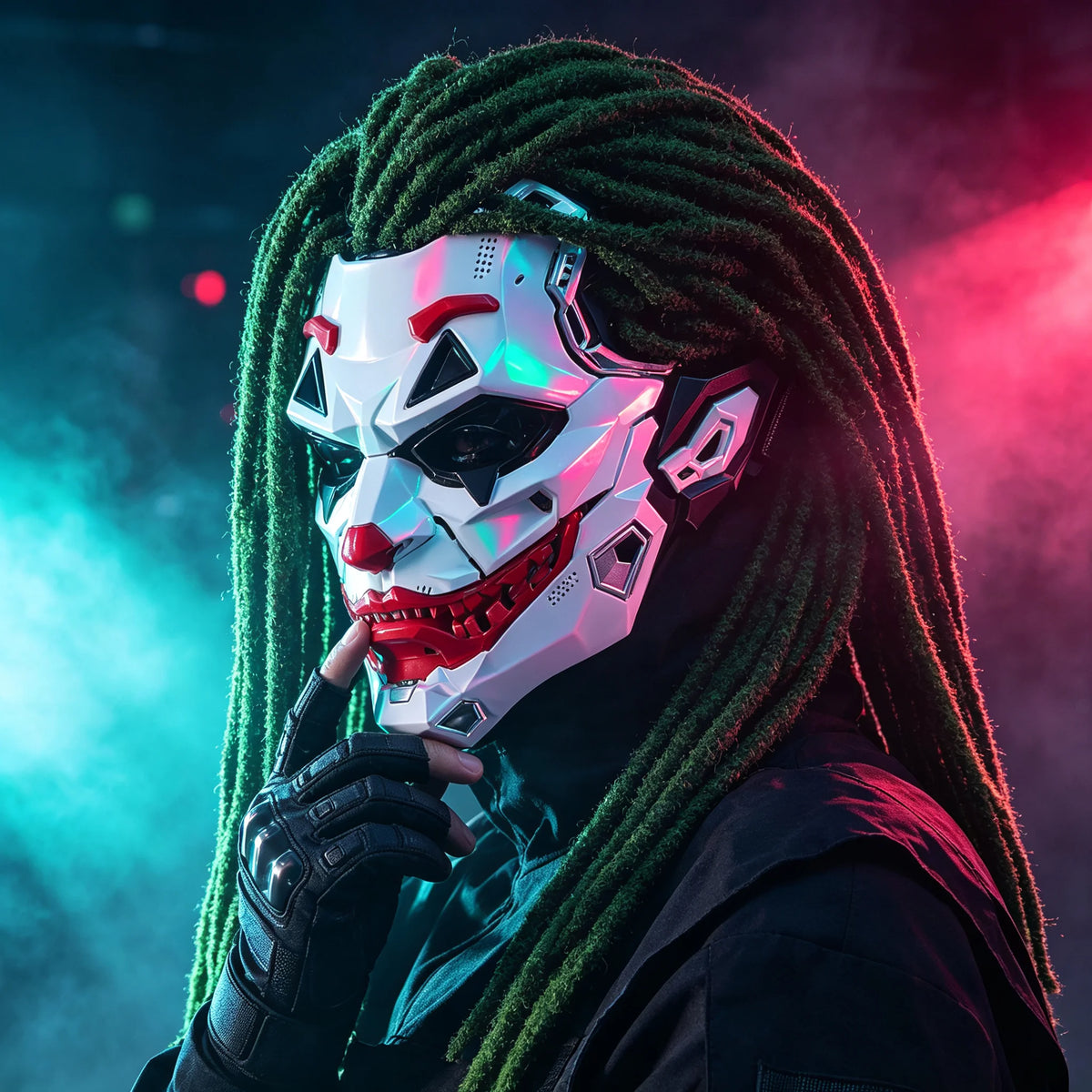 Máscaras de payaso de estilo cyberpunk con trenzas, disfraz de payaso para cosplay, accesorios para fiestas, regalos y juguetes para adultos, ideales para Halloween y juegos de rol de anime.