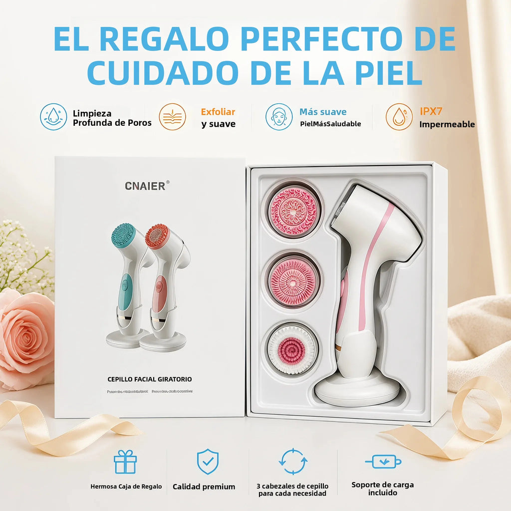 Cepillo Eléctrico de Limpieza Facial Ultrasónico, Dispositivo Rotatorio para Limpieza de la Piel, Exfoliante, Herramienta de Masaje para el Cuidado de la Piel