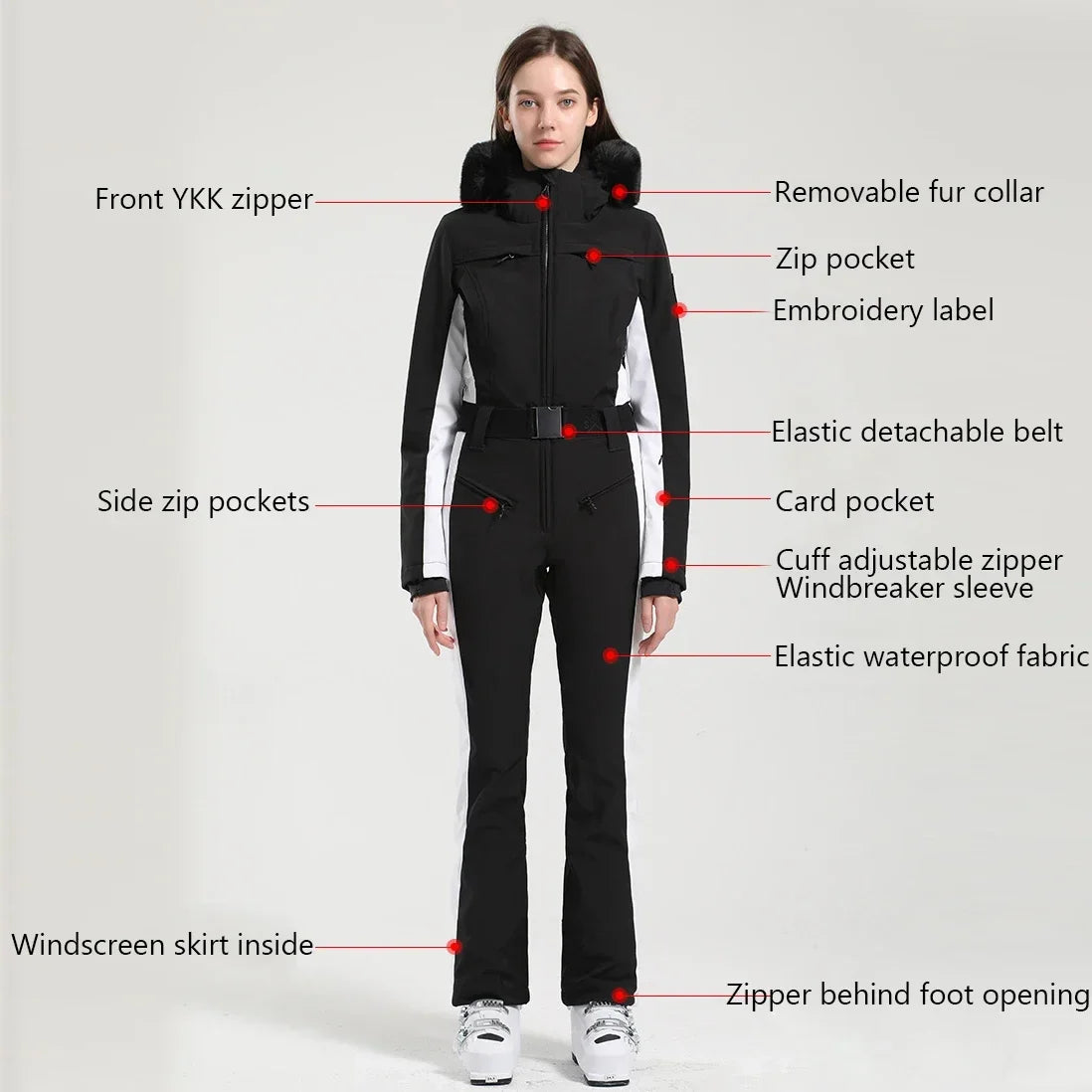 Traje de esquí de una pieza, monos térmicos gruesos, chaqueta de Snowboard, monos ajustados, conjunto de esquí a prueba de viento e impermeable, invierno, 2025