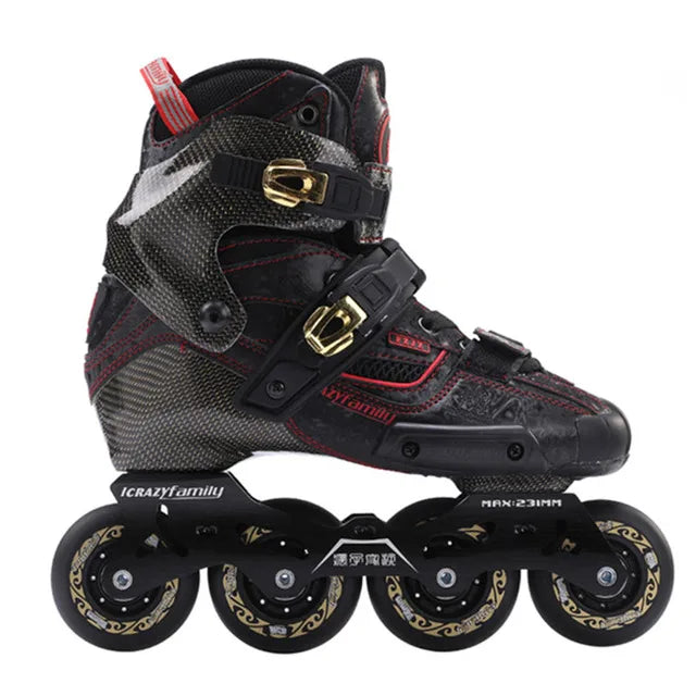 Patines de ruedas de velocidad en línea de fibra de carbono originales CRAZY con ruedas de 3x110mm 85A, zapatos de patinaje profesionales para niños y adultos