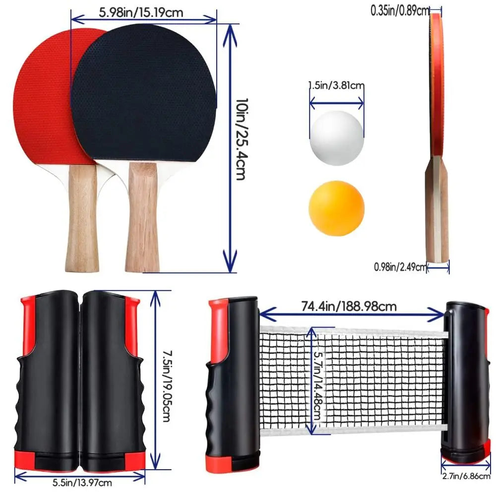 Red de ping-pong retráctil con estructura, bolsa de transporte, diseño de fácil montaje, juego de tenis de mesa con accesorios completos, ligero.