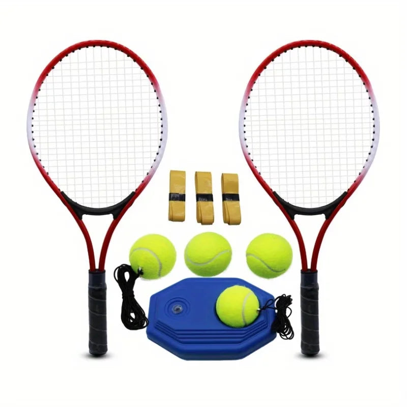 Kit de Raquetas de Tenis, 1 Juego que Incluye Entrenador de Rebote, Pelotas de Tenis, Cinta Absorbente de Sudor y Bolsa de Almacenamiento para Práctica y Entrenamiento de Dos Personas