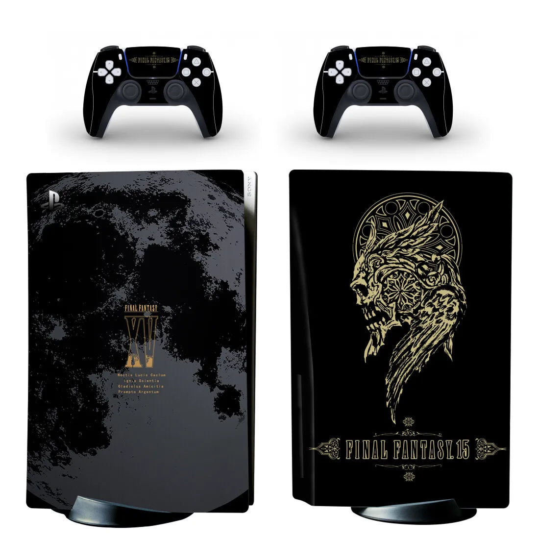 Adhesivo protector de vinilo para consola PS5 y 2 mandos, diseño de Final Fantasy (versión disco)