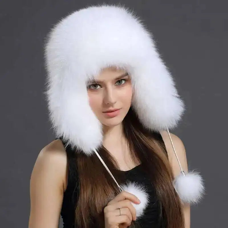 Gorro de Piel de Zorro Auténtica 2026 para Mujer, Gorro de Invierno con Orejeras, Estilo Ruso Ushanka, Gorro de Esquí, Gorro de Piel Natural para Mujer, Gorro Grueso de Piel para la Nieve