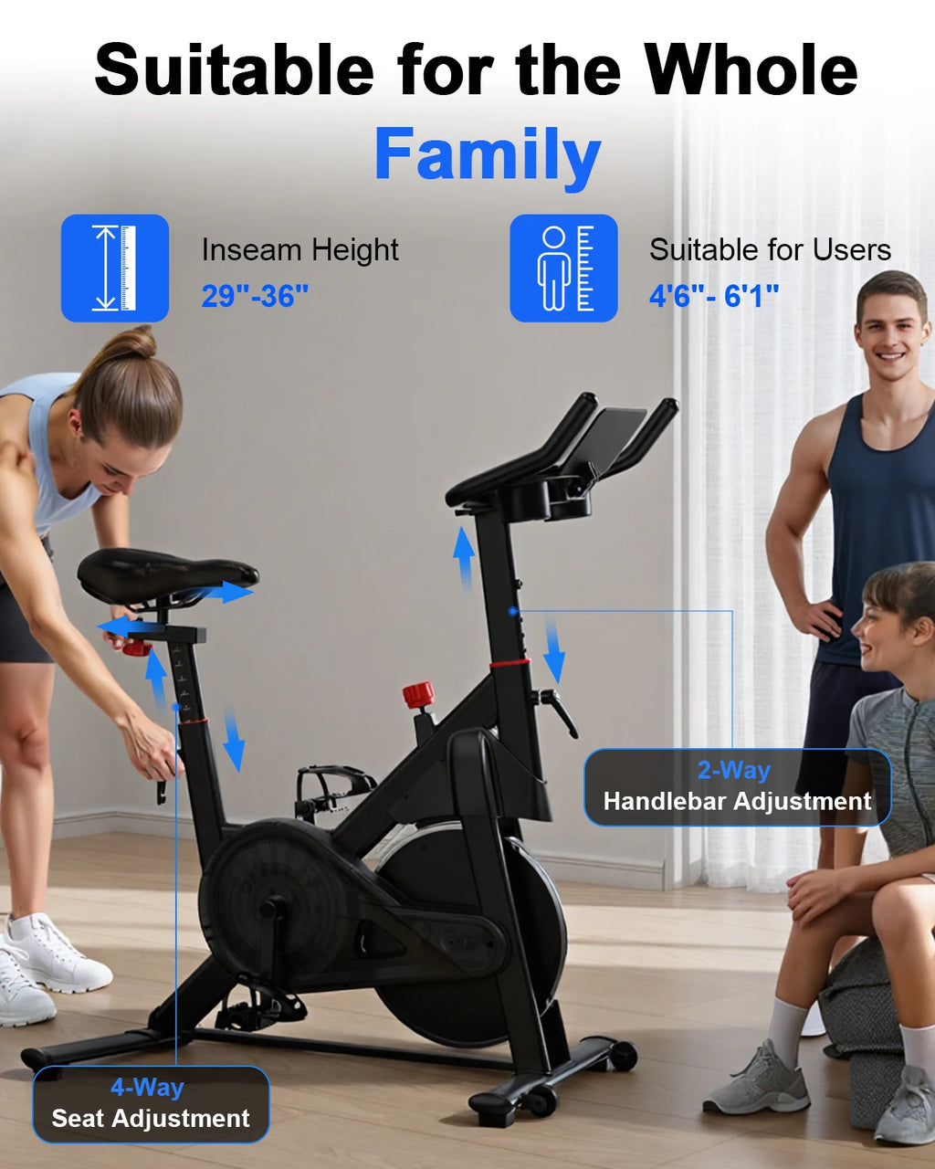 Superun-bicicleta estática con Control magnético, soporte grande para tableta, asiento cómodo, bicicleta de ciclismo interior, Cardio, Fitness