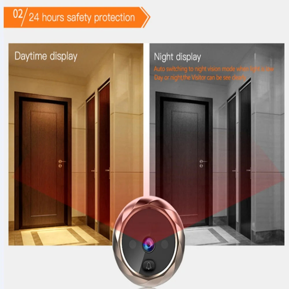 Visor de puerta Digital, mirilla, cámara de puerta, timbre, visión nocturna de 2,8 pulgadas, sesión de fotos, monitoreo de puerta Digital para seguridad del hogar