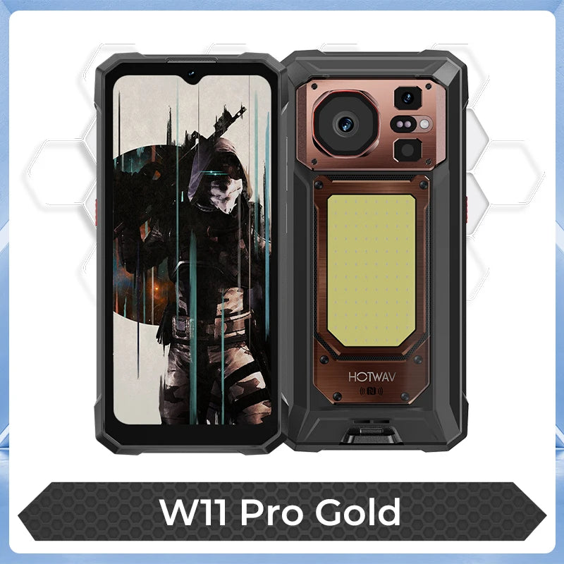 Teléfono móvil ultrarresistente HOTWAV W11 Pro 2026, 6.6'' FHD+ 120Hz, 20800mAh, 33W, 6GB 256GB, Smartphone con luz súper brillante para camping