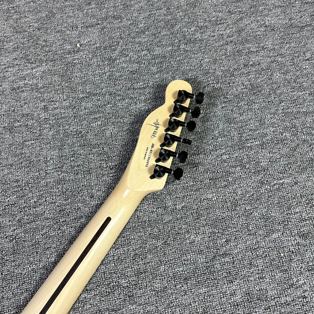 Guitarra eléctrica TL negra mate de alta calidad, golpeador blanco, cuerpo de caoba, 6 cuerdas, envío gratis