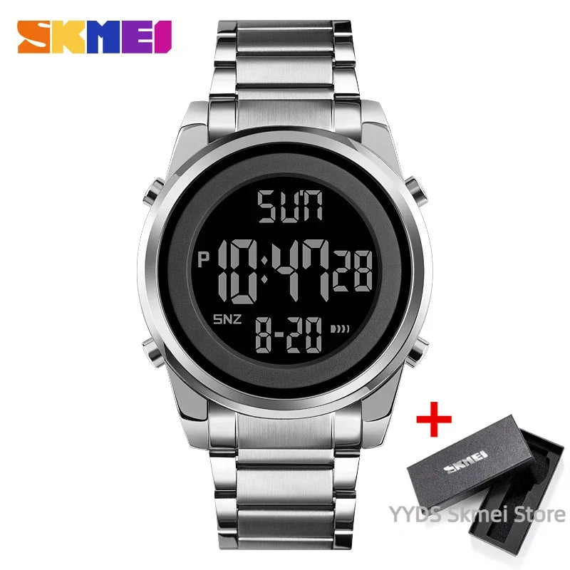Reloj digital deportivo SKMEI de lujo para hombre, resistente al agua, de acero inoxidable, reloj de pulsera electrónico para caballero, modelo 1611