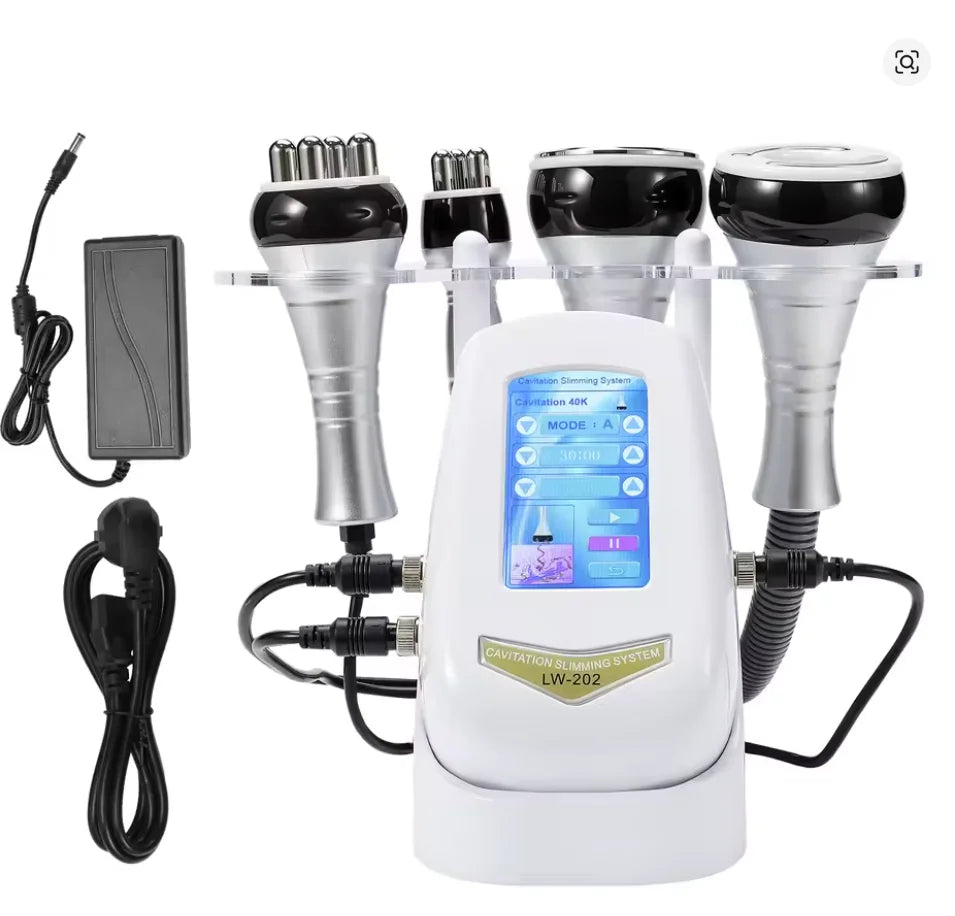 Máquina de cavitación ultrasónica 4 en 1, 40K, con radiofrecuencia multipolar, dispositivo portátil para modelar el cuerpo, interfaz en 9 idiomas, instrumento de belleza para uso doméstico y en salones de belleza, para e