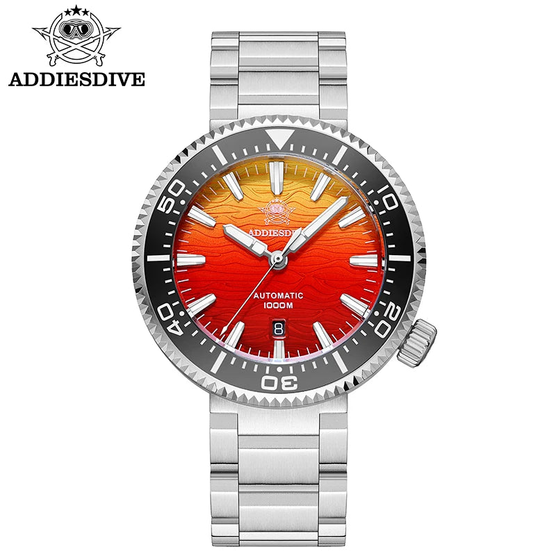 ADDIESDIVE Nuevo Reloj de Lujo para Hombre AD2526 Automático 8215, Sumergible 1000M, Cristal de Zafiro, Textura de Montaña, Acero Inoxidable, Luminoso, Reloj de Buceo