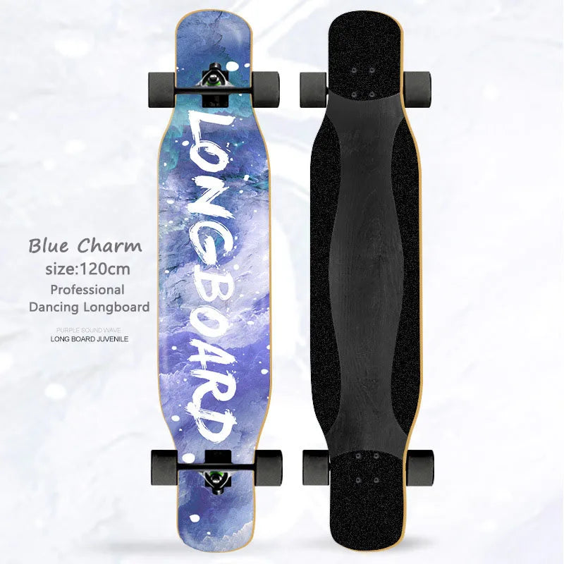 Patineta Completa para Mujer, Longboard de 110/120 cm, Tabla de Madera de Arce de 7 Capas, Ruedas de PU, para Principiantes, Freestyle, Baile Callejero