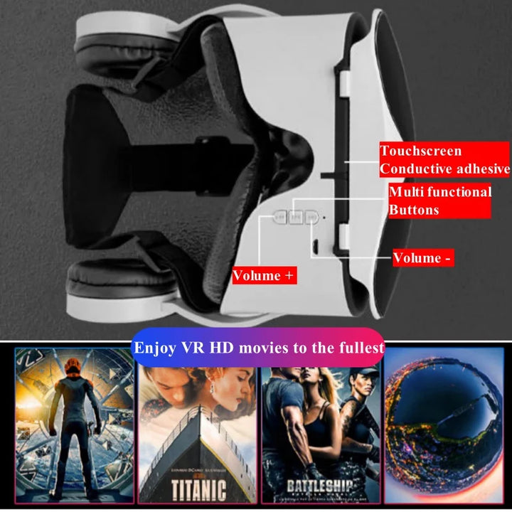 Gafas VR de realidad Virtual inalámbricas J70 4K originales, estéreo, vídeos 3D, caja de cartón de Google, auriculares, casco para teléfono inteligente Max 6,7"