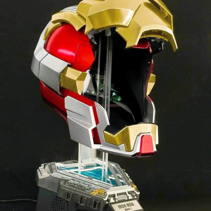 Casco de Iron Man Mk17, Juguete Eléctrico con Control por Voz de Jarvis, Apertura y Cierre Automático, Máscara Coleccionable, Regalo