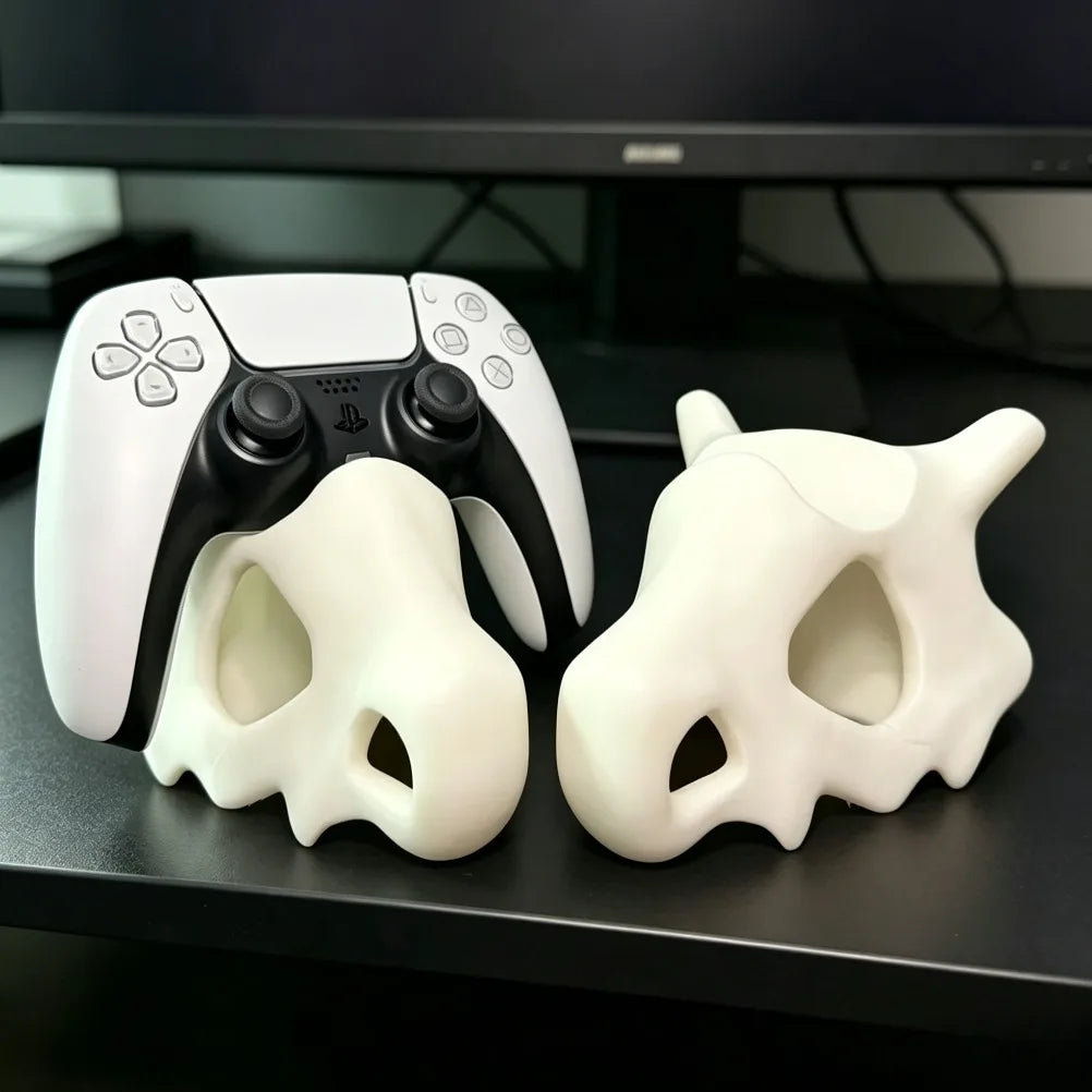 Soporte para mando con forma de cráneo de Cubone impreso en 3D, adorable base de exhibición estable para mandos de videojuegos, decoración de habitación gamer para PS5 DualSense