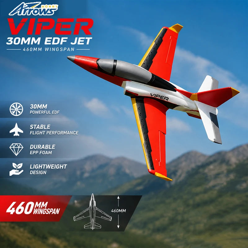 Avión de Control Remoto Blue Arrow 30mm Edf Jet Viper PNP RTF Rc Epp, Modelo de Ala Fija, Juguete para Adultos, Regalo