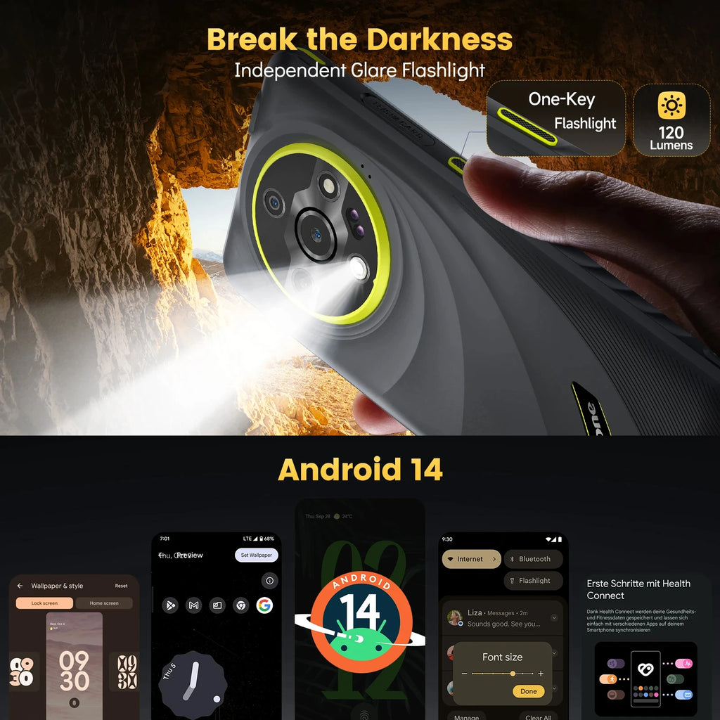 Teléfono robusto Ulefone Armor X31, 6.56'', 12 GB RAM + 128 GB ROM, cámara nocturna de 48 MP, Android 14, NFC, emisor de infrarrojos, smartphone 4G, versión global