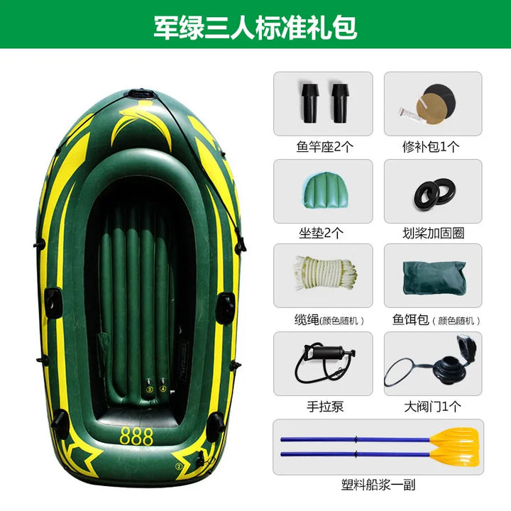 Bote de Pesca Inflable Resistente, Kayak Plegable de PVC Portátil con Remos de Aluminio y Bomba de Aire para Lago o Río