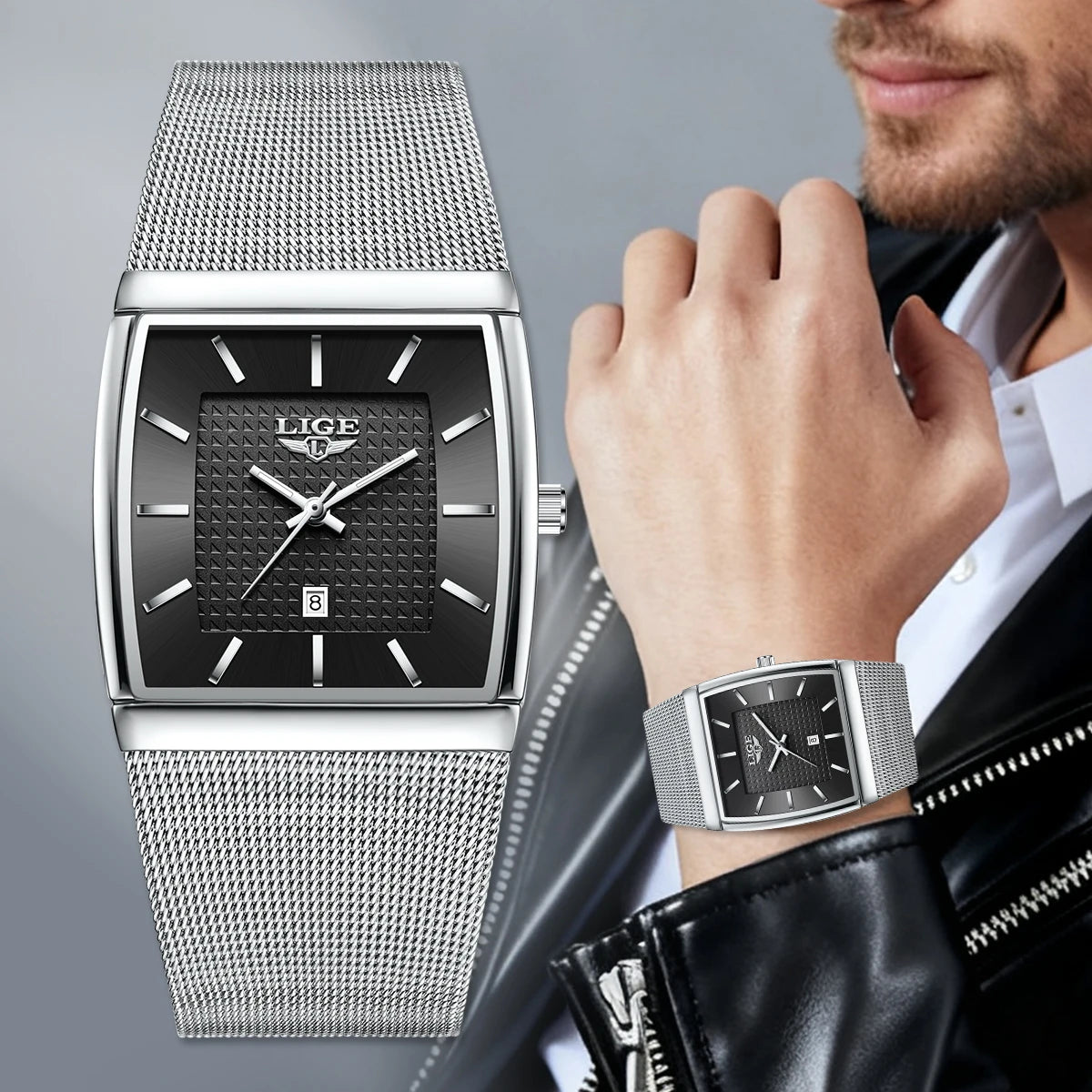 Reloj de pulsera de cuarzo LIGE, de lujo, duradero y preciso para hombre, luminoso, resistente al agua, con fecha automática, reloj de moda para negocios