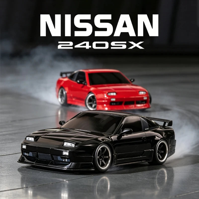 Nuevo modelo de coche de control remoto Nissan 240SX a escala 1/10, con tecnología 4-Tec, carrocería con sistema de frenos de pinza, tracción trasera y función de derrape, 105247-4, juguete para adultos.