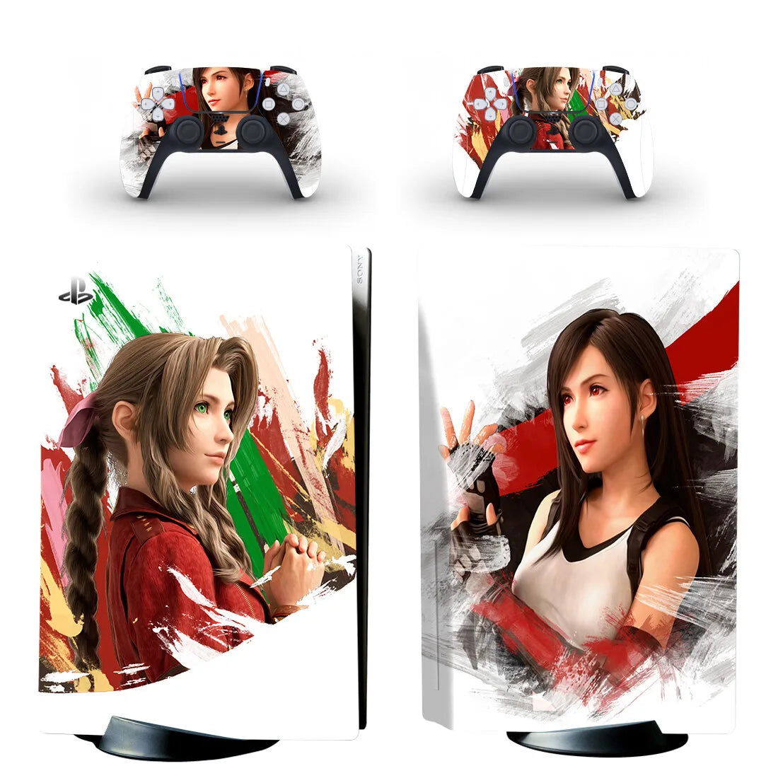 Adhesivo protector de vinilo para consola PS5 y 2 mandos, diseño de Final Fantasy (versión disco)