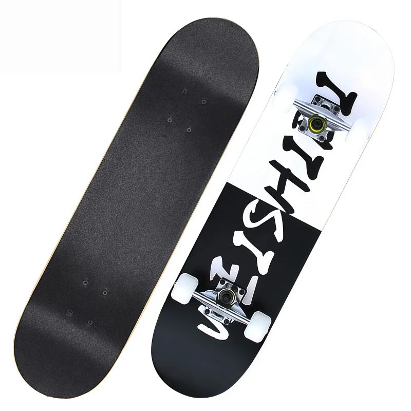 Patineta Profesional Estándar de Doble Kick de 80 cm, Completa, de Madera de Arce, para Principiantes, Longboard para Adultos, Jóvenes y Niños, Doble Curvatura