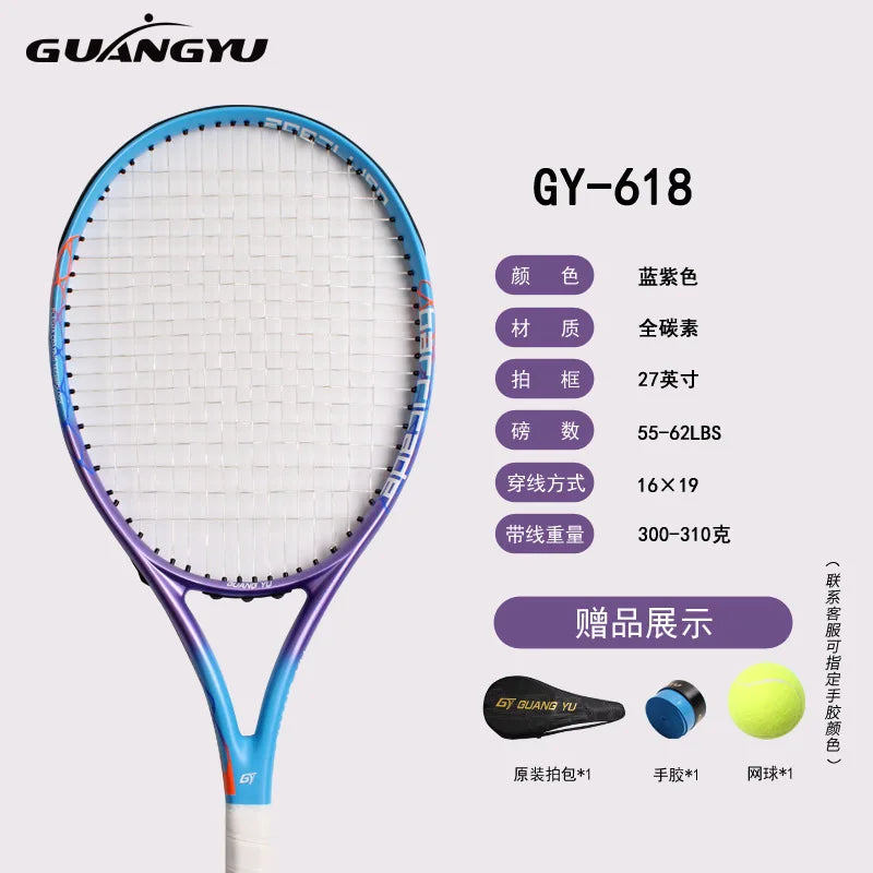 Raqueta de Tenis de Carbono Completo para Adultos, Estudiantes Universitarios, Hombres y Mujeres, Profesional, para Competencia