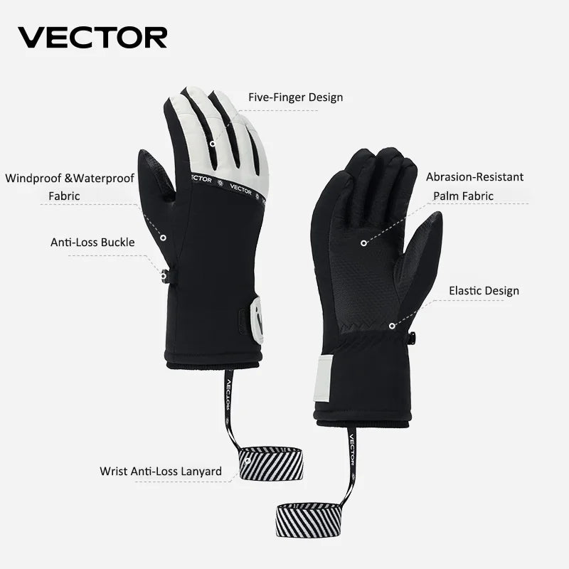 Guantes de esquí de invierno para invierno, Guantes Térmicos de Snowboard resistentes al viento, guantes de esquí con pantalla táctil para hombres y mujeres