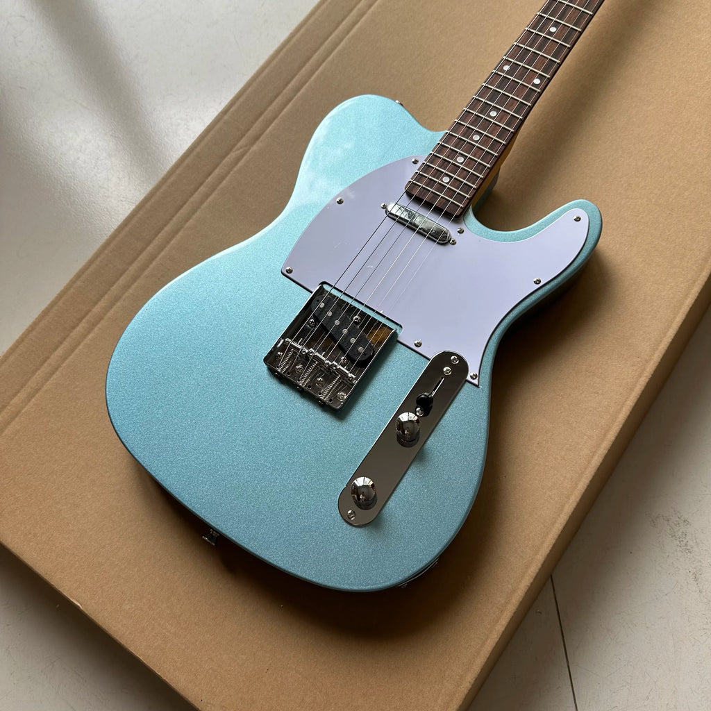 Guitarra Eléctrica Estilo TL, Diapasón de Palisandro, Cuerpo de Caoba, Color Azul Metálico