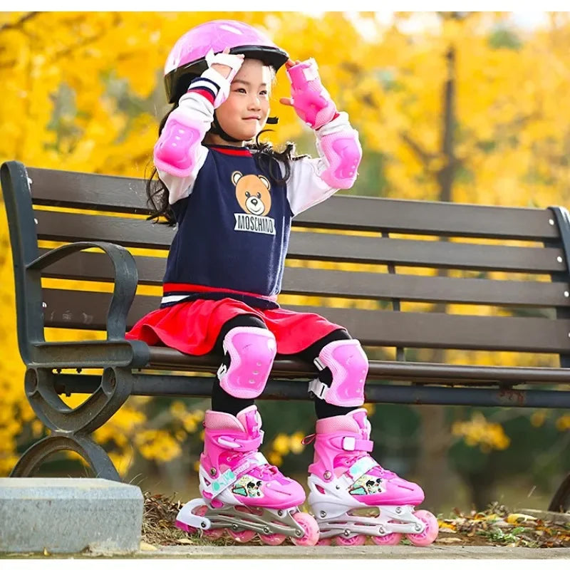 Patines en línea ajustables para niños con luces intermitentes