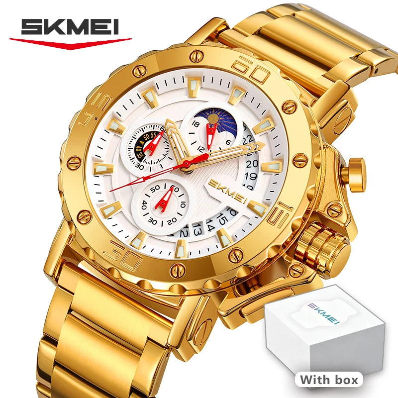 Reloj SKMEI para hombre, deportivo, lujoso, resistente al agua, con esfera grande, cuarzo, calendario, cronómetro analógico y alarma, modelo West Coast 9344
