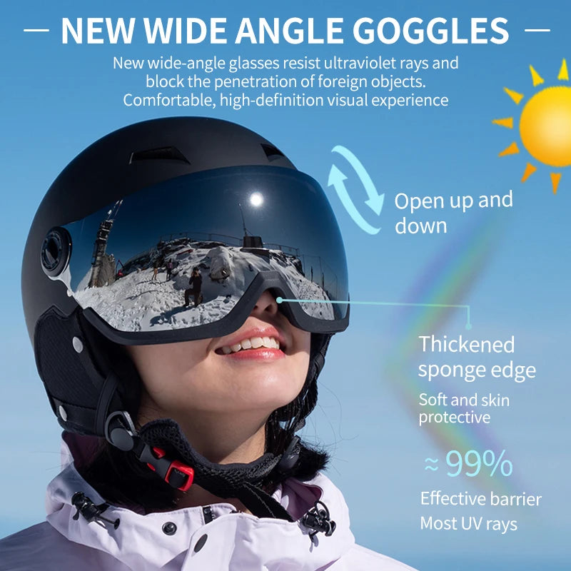 Eastinear's Nuevas gafas ligeras todo en uno Casco de esquí Equipo de esquí y snowboard al aire libre para hombres y mujeres