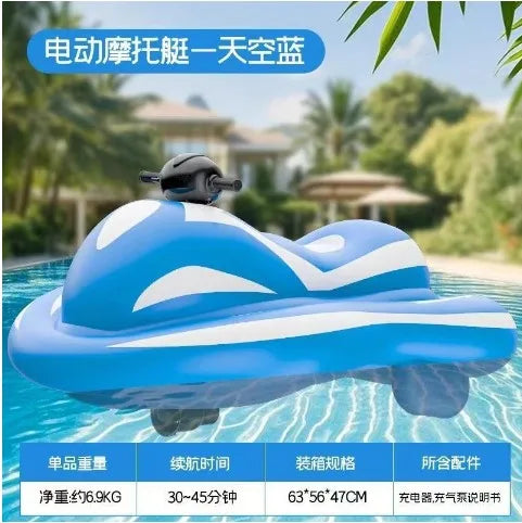 Jet Ski eléctrico para adultos, moto acuática motorizada inflable con diseño de seguridad para niños
