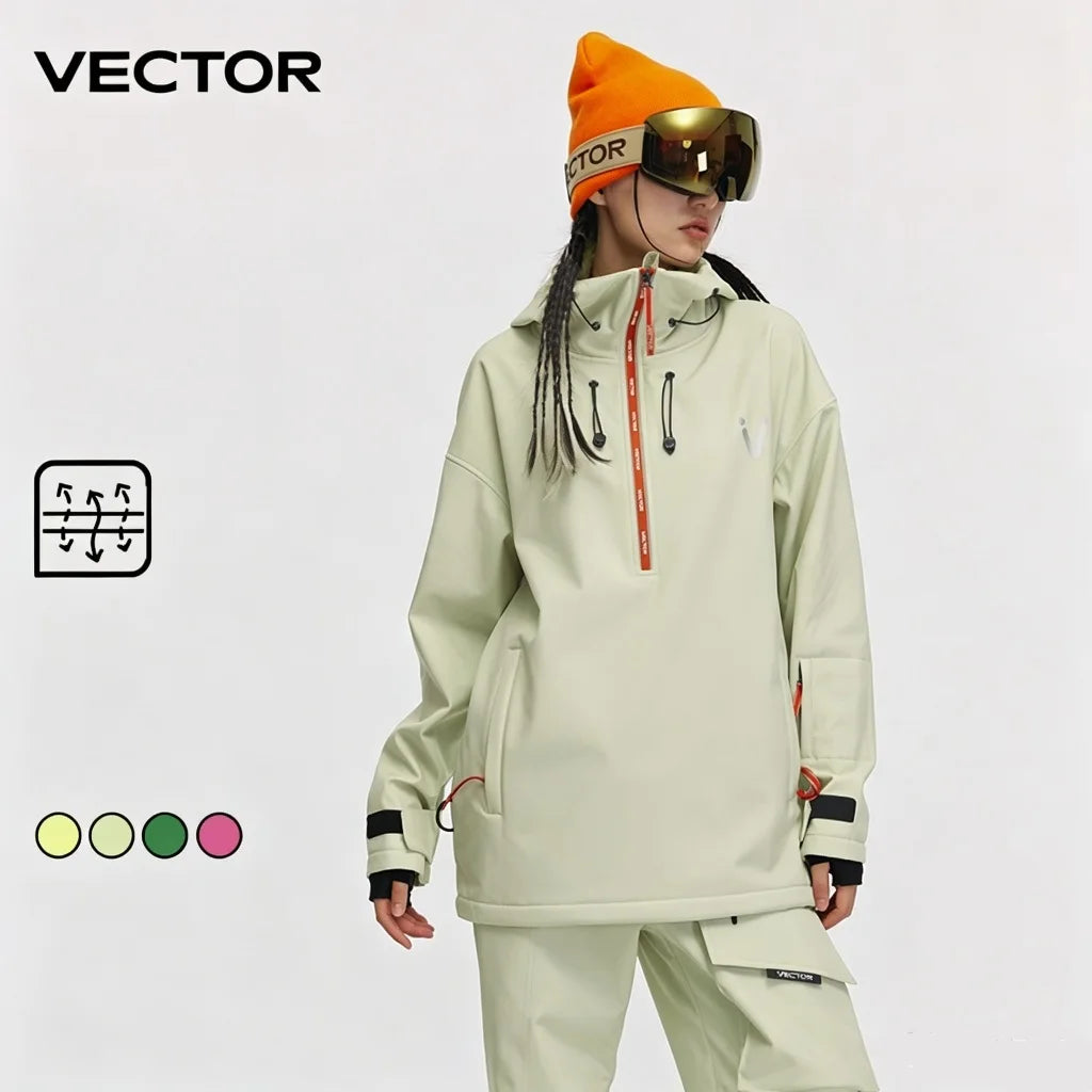 Conjunto de chaqueta y pantalones de esquí VECTOR para invierno, para mujer y hombre, de color liso, térmico, para practicar deportes de nieve, chaqueta de snowboard, resistente al viento, ropa de montaña, ropa de esquí.