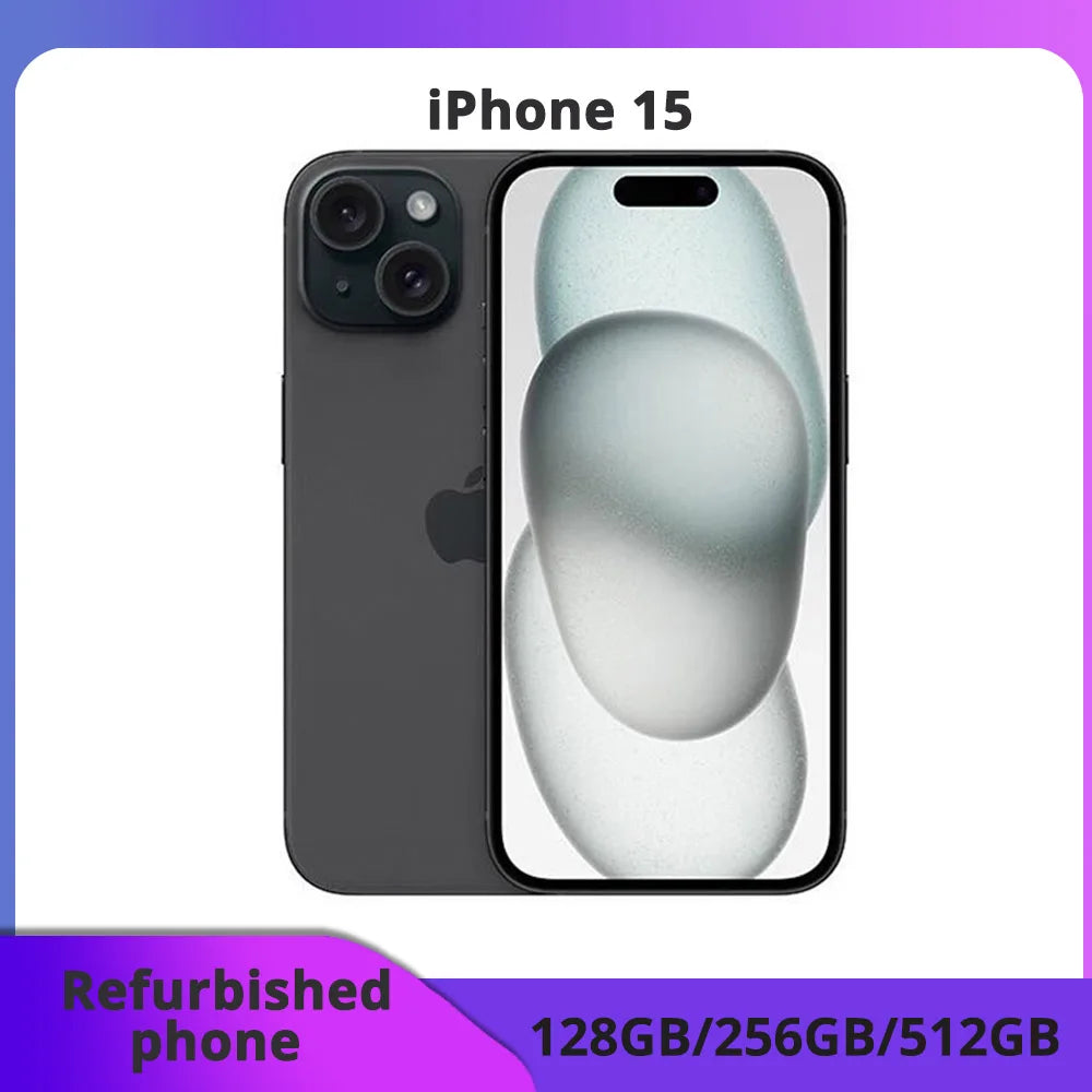 Teléfono reacondicionado Apple iPhone 15 128 GB ROM 6.1" Super Retina OLED original 6 GB RAM Face ID, excelente estado