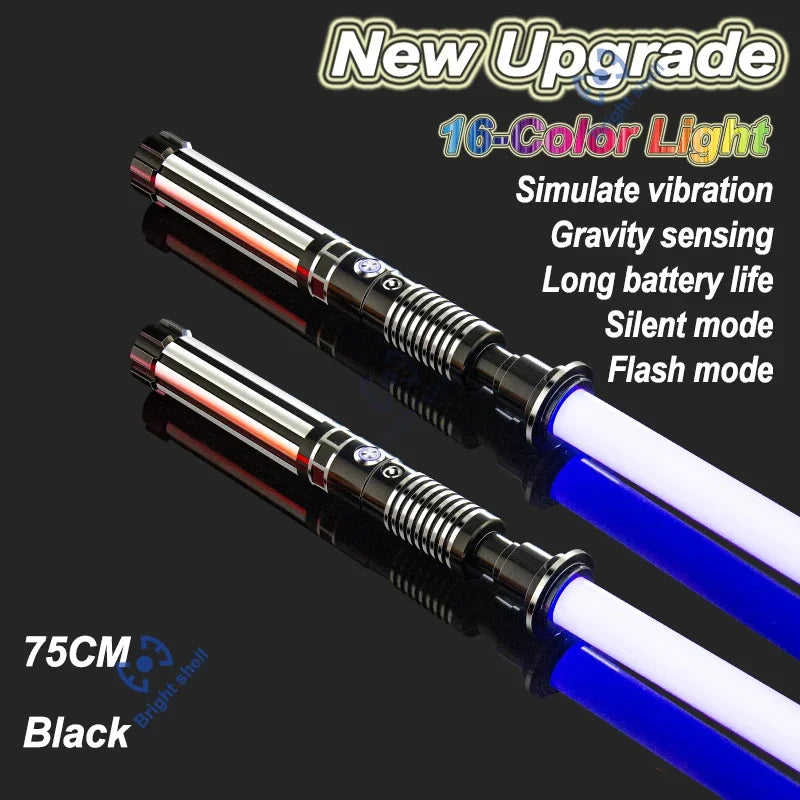 Juguete de sable de luz láser de metal, sable de luz RGB con 15 cambios de color, sonidos, efectos Force FX, FOC, juguete bláster, regalo de espada láser Jedi