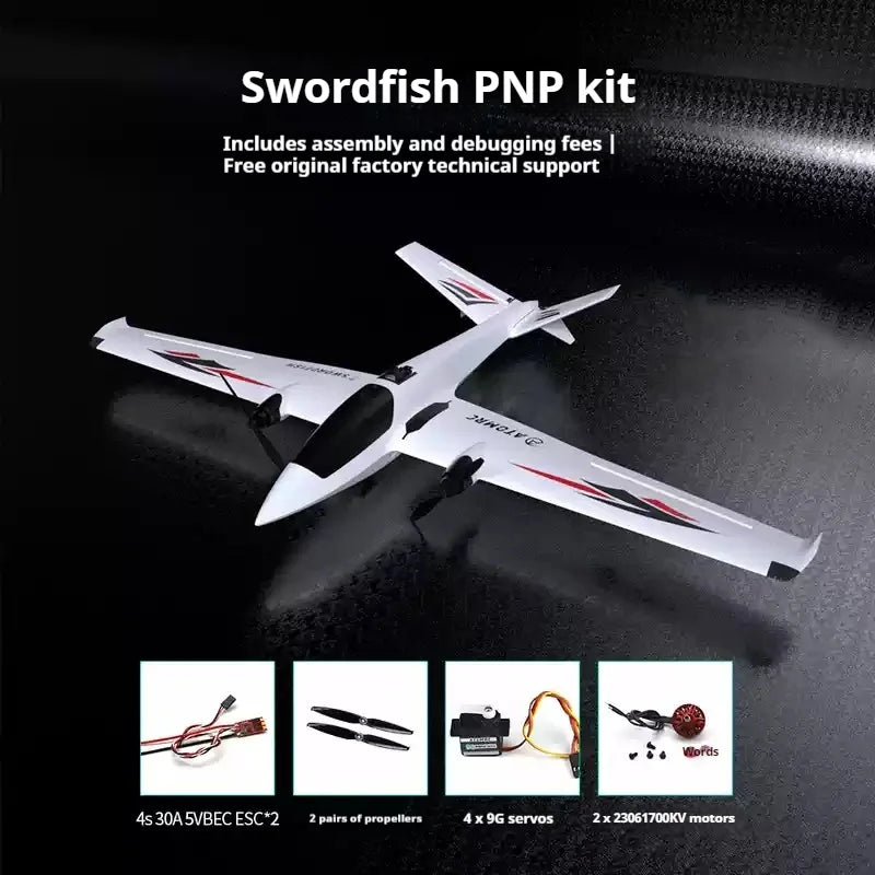 Atomrc modelo de ala fija Fpv Swordfish doble motor cola en V avión transversal de larga distancia vuelo Control remoto regalo para niños
