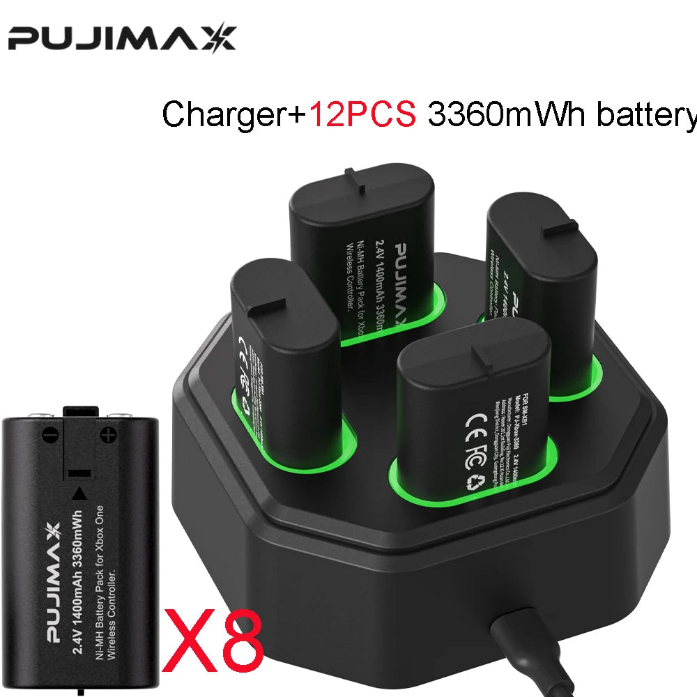 Paquete de baterías recargables PUJIMAX 3360mWh Ni-MH para XBOX Serie S/X y XBOX ONE S/X/Elite con cargador + cable de carga
