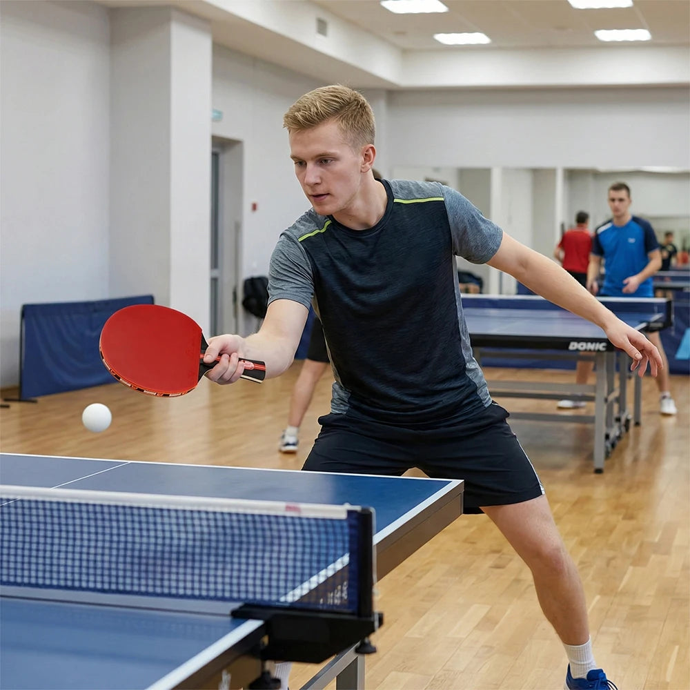 Set de raquetas de tenis de mesa con goma de diseño inverso, incluye 2 raquetas y 3 pelotas de tenis de mesa, ideal para entrenamiento deportivo, competiciones y actividades físicas.