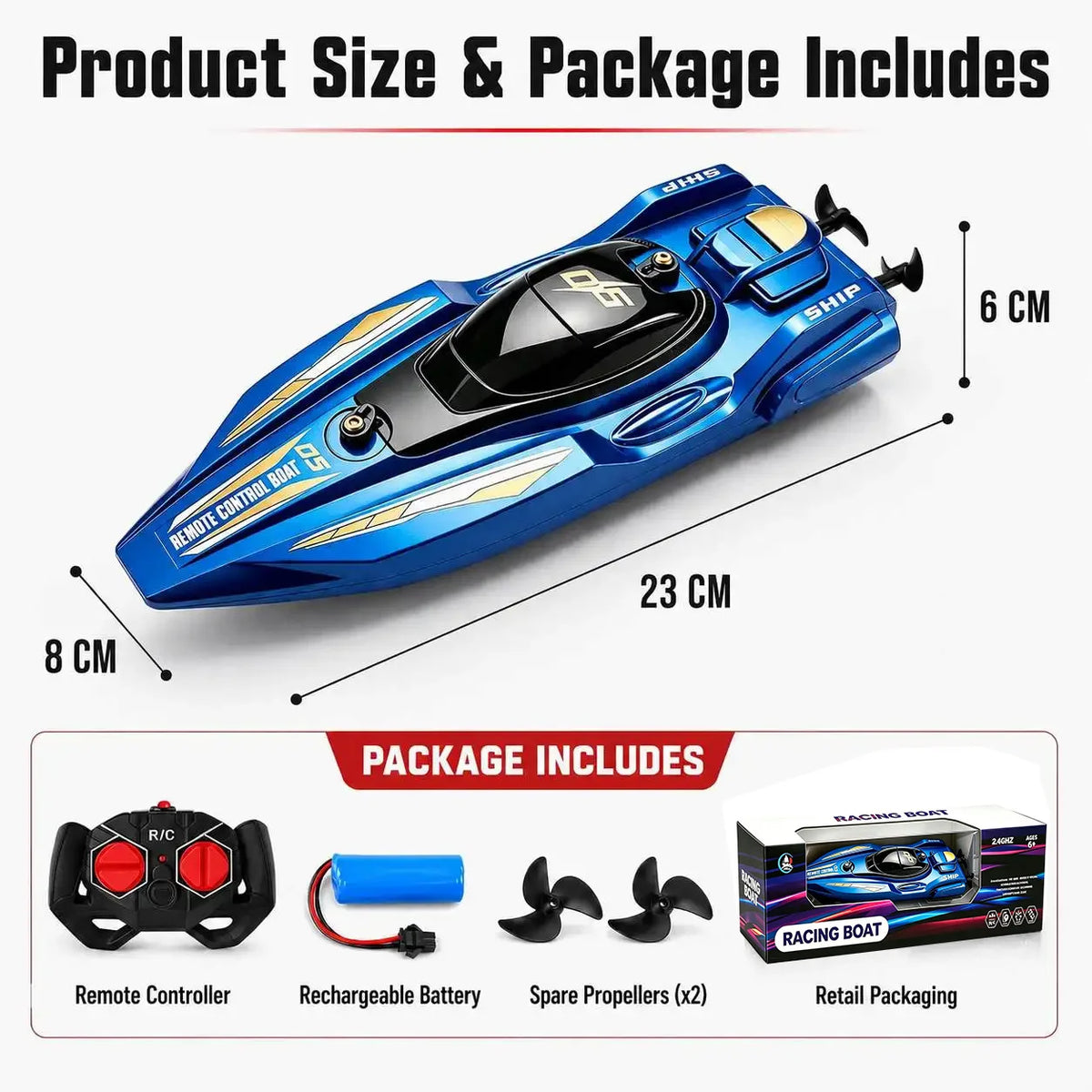 Lancha teledirigida de alta velocidad 2.4G, barco de control remoto, lancha rápida de carreras con doble motor impermeable, juguete acuático recargable para niños, piscina, lago, al aire libre