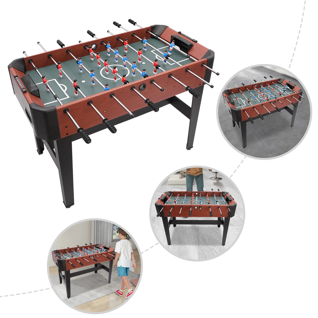 Mesa de futbolín de estructura resistente con 8 barras para una experiencia de fútbol real en juegos familiares interactivos