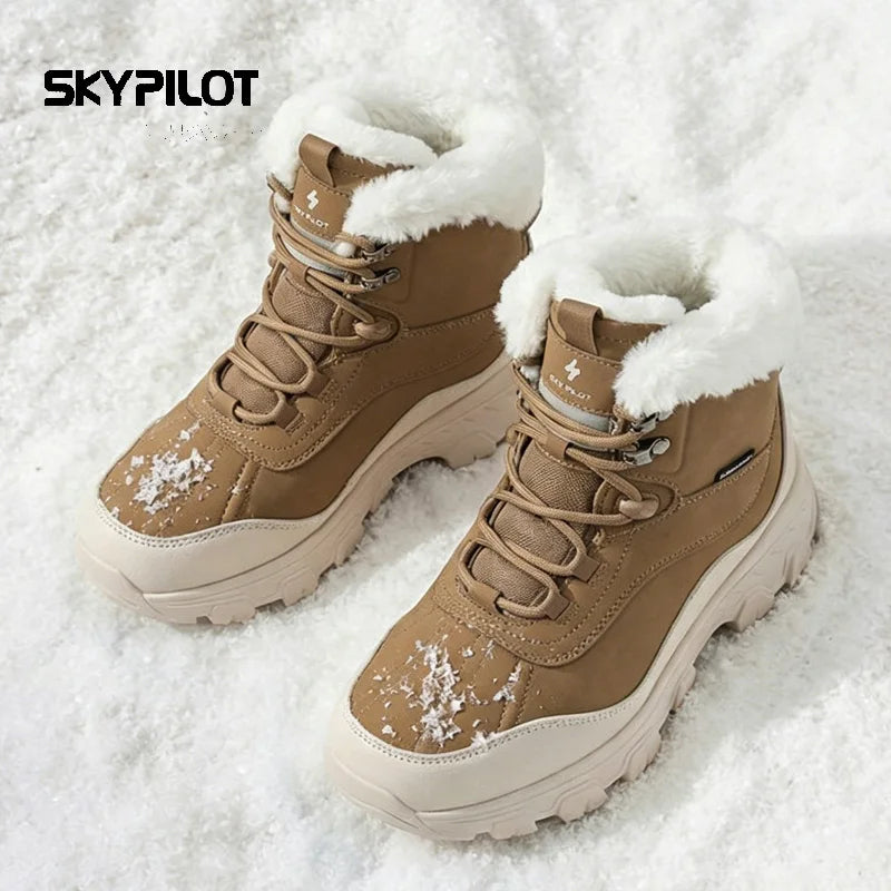 Botas de nieve Skypilot para hombre, botas de senderismo de invierno, botas de esquí cálidas de lana, botas impermeables para mujer, zapatillas de trekking.